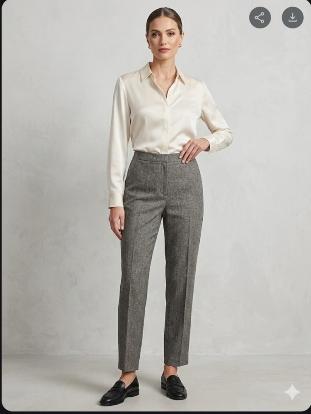 Giorgio Armani Grey Tailored High-Waist Trousers 771